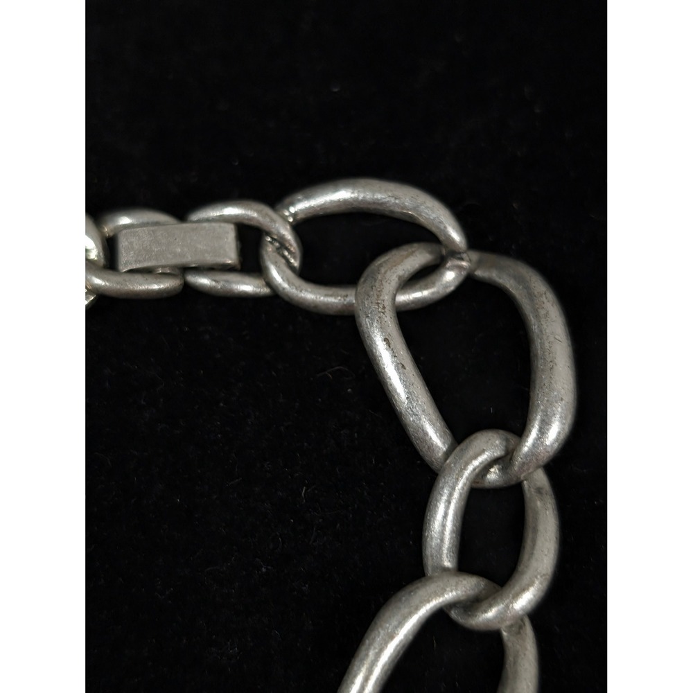 Silver Tone Chain Link Bracelet Distressed Industrial Style 7 Inch - Picture 3 of 6